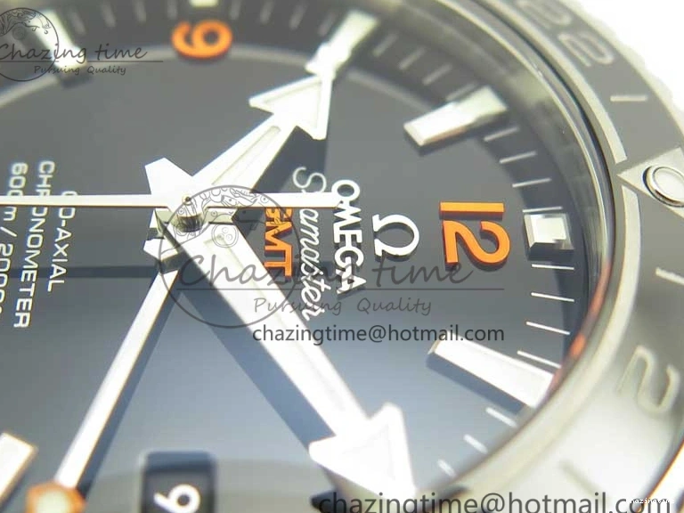 0306 Planet Ocean 600M Co-Axial GMT 43.5mm VSF 1:1 Best Edition Black Dial Orange Markers on SS Bracelet A8605 Super Clone Elegant 8024